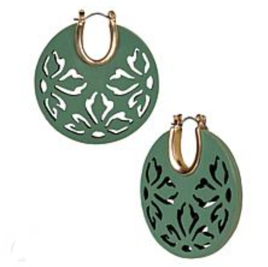 Patricia Nash Cambrey Leather Cutout Drop Earrings - Green 35$